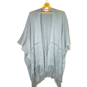 Nine West Light Blue Fringe Shrug One Size